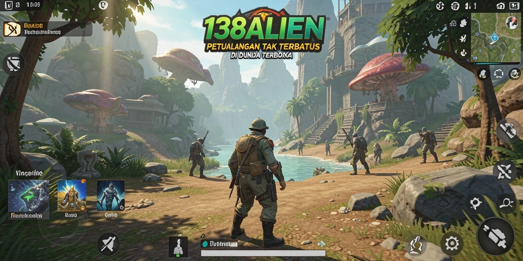 Screenshot dari gameplay <strong>138ALIEN</strong> yang menampilkan petualangan di alam semesta terbuka.