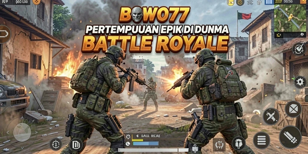 Screenshot BOWO77 menampilkan aksi pertempuran dramatis dalam medan perang.