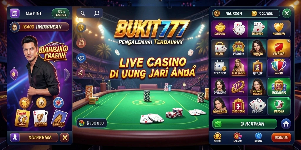 Tangkapan layar BUKIT777 menunjukkan dealer profesional yang mengelola permainan Live Casino.