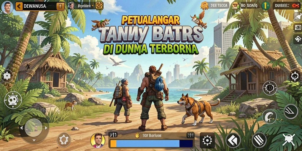 Tangkapan layar DEWANUSA menampilkan aksi eksplorasi dalam dunia terbuka.