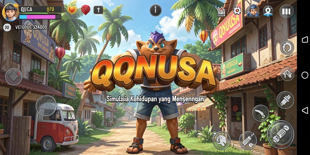Tampilan gameplay interaktif dari QQNUSA yang menarik dan dinamis.